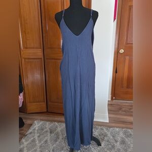 Lovestitch Navy Blue V-Neck Slip Maxi Dress